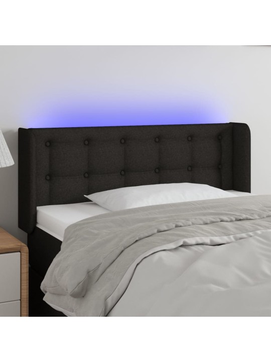 Čelo postele s LED černé 103 x 16 x 78/88 cm textil