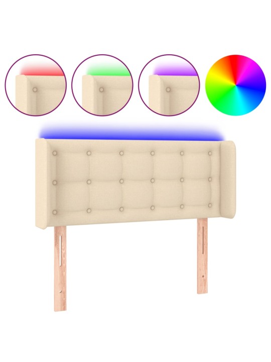 Čelo postele s LED krémové 103 x 16 x 78/88 cm textil