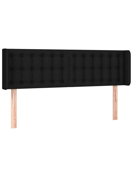 Čelo postele s led černé 147 x 16 x 78/88 cm textil
