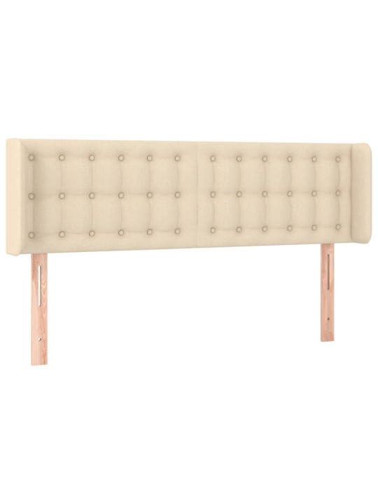 Čelo postele s LED krémové 147 x 16 x 78/88 cm textil