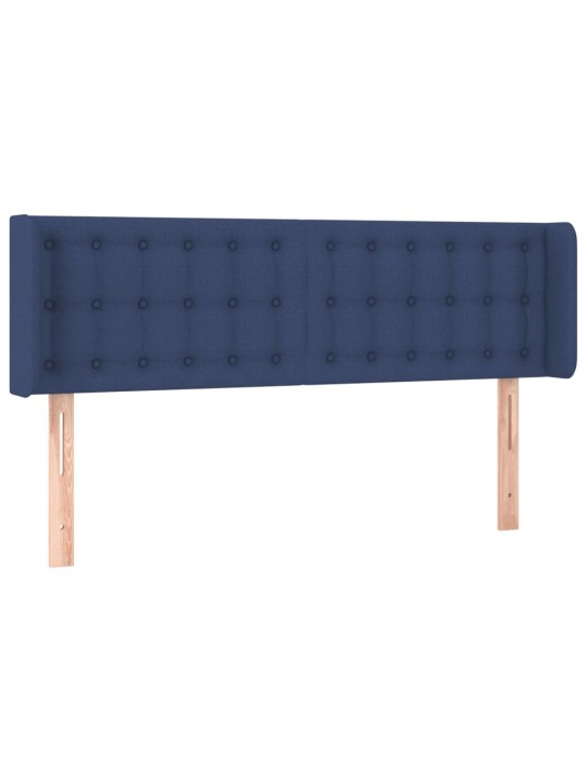Čelo postele s led modré 147 x 16 x 78/88 cm textil