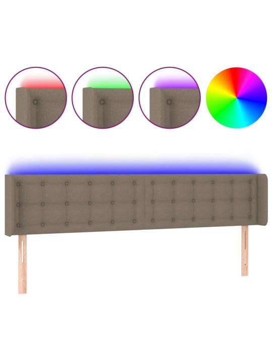 Čelo postele s LED taupe 163 x 16 x 78/88 cm textil
