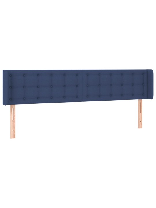 Čelo postele s led modré 163 x 16 x 78/88 cm textil