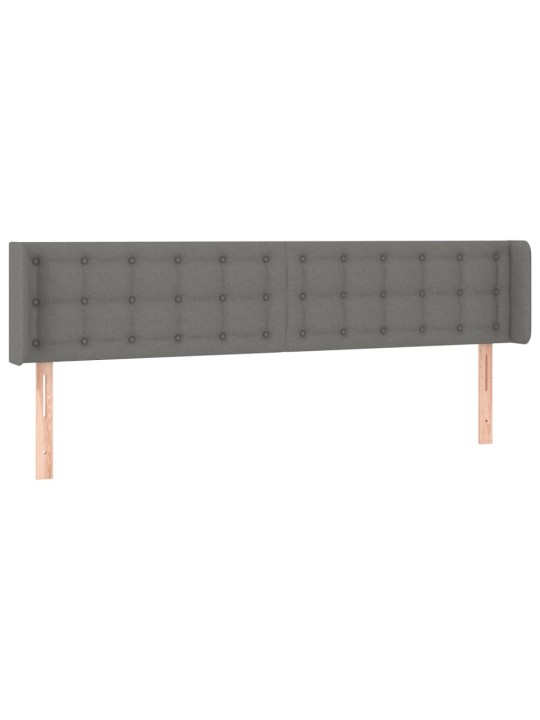 Čelo postele s LED tmavě šedé 183 x 16 x 78/88 cm textil