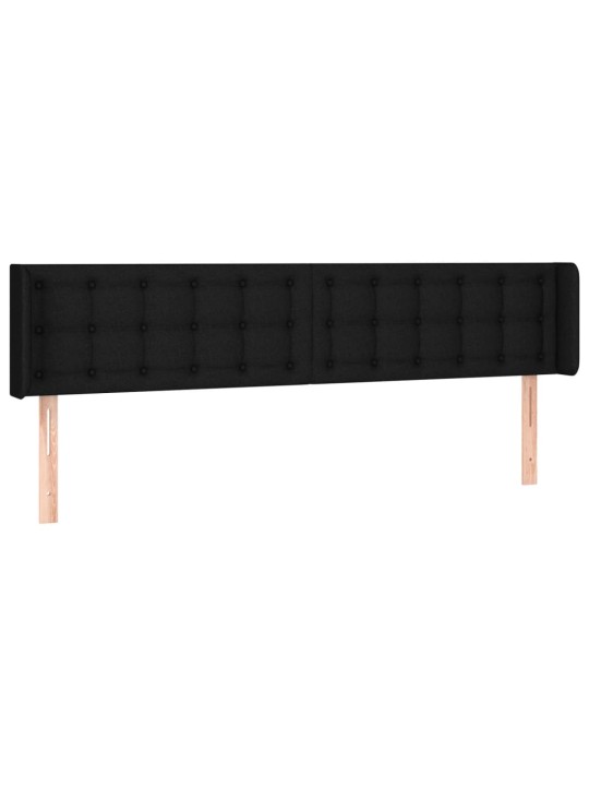 Čelo postele s led černé 183 x 16 x 78/88 cm textil