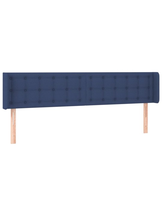 Čelo postele s led modré 183 x 16 x 78/88 cm textil