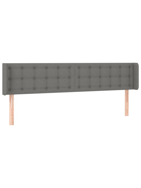 Čelo postele s LED tmavě šedé 203 x 16 x 78/88 cm textil