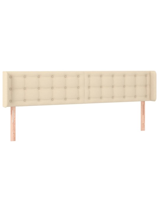 Čelo postele s led krémové 203 x 16 x 78/88 cm textil