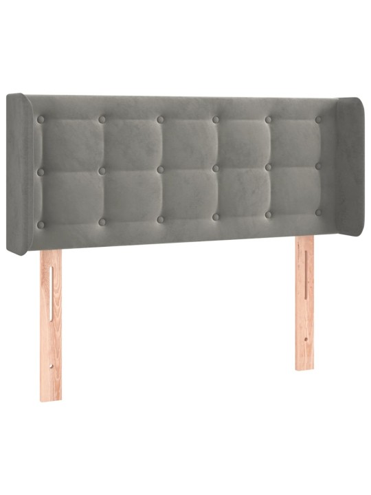 Čelo postele s LED světle šedé 83 x 16 x 78/88 cm samet