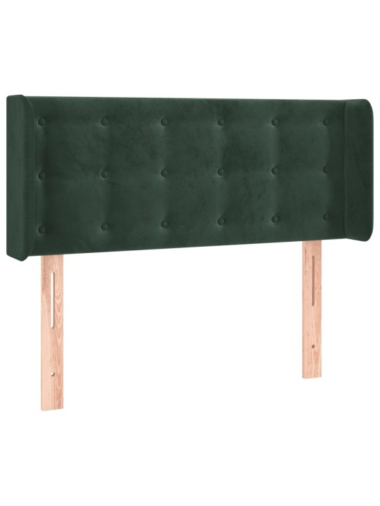 Čelo postele s LED tmavě zelené 83 x 16 x 78/88 cm samet