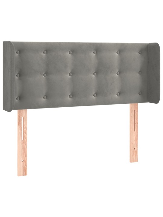 Čelo postele s LED světle šedé 93 x 16 x 78/88 cm samet