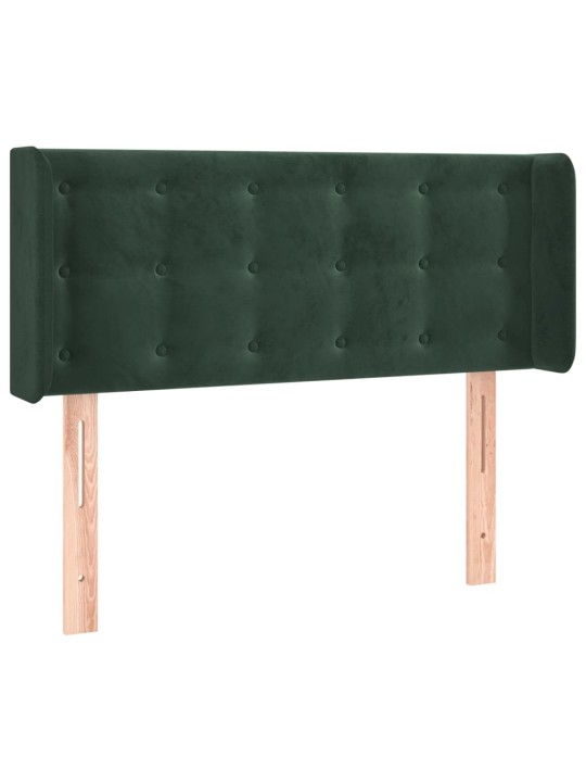 Čelo postele s led tmavě zelené 93 x 16 x 78/88 cm samet
