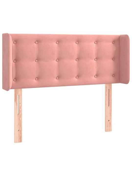 Čelo postele s led růžové 93 x 16 x 78/88 cm samet