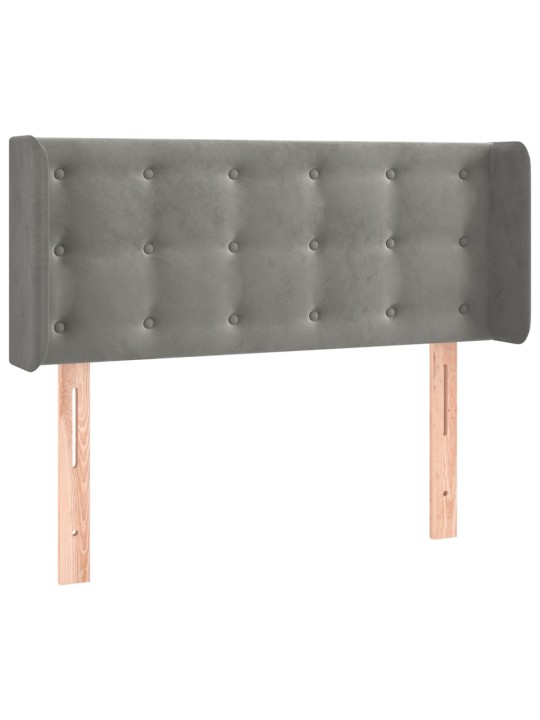 Čelo postele s LED světle šedé 103 x 16 x 78/88 cm samet