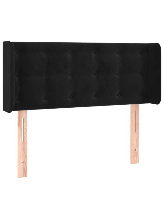 Čelo postele s LED černé 103 x 16 x 78/88 cm samet