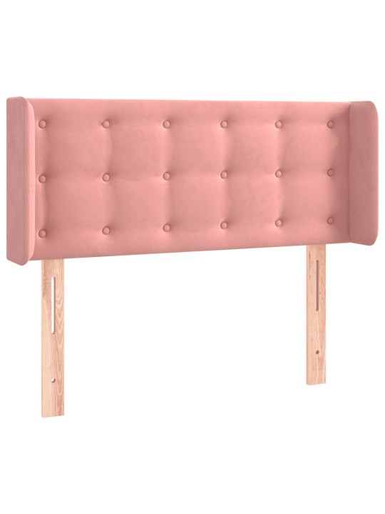 Čelo postele s led růžové 103 x 16 x 78/88 cm samet