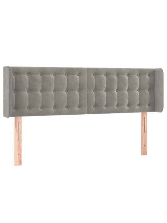 Čelo postele s LED světle šedé 147 x 16 x 78/88 cm samet