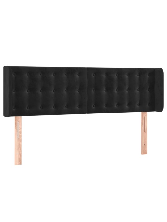 Čelo postele s LED černé 147 x 16 x 78/88 cm samet
