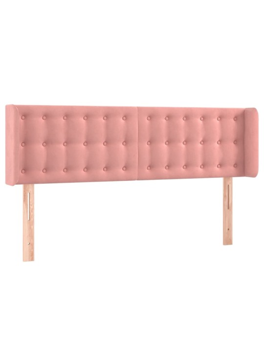 Čelo postele s LED růžové 147 x 16 x 78/88 cm samet