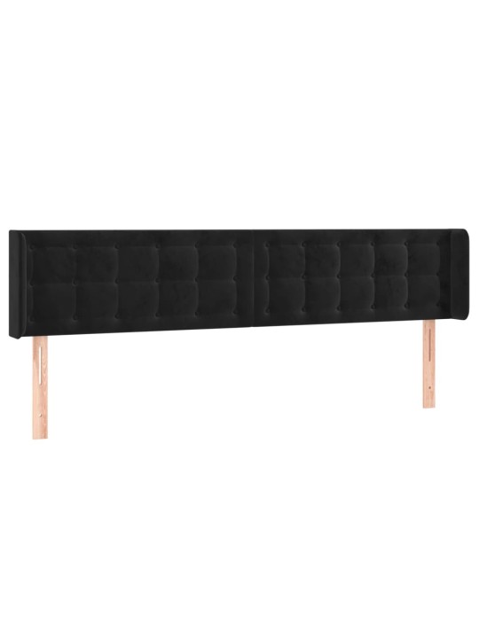 Čelo postele s LED černé 163 x 16 x 78/88 cm samet