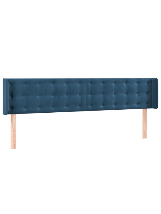 Čelo postele s led tmavě modré 163 x 16 x 78/88 cm samet
