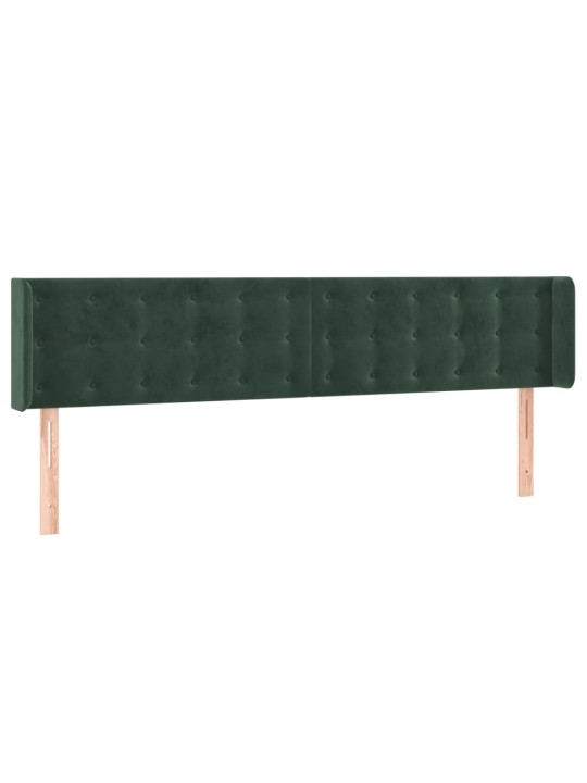 Čelo postele s led tmavě zelené 203 x 16 x 78/88 cm samet