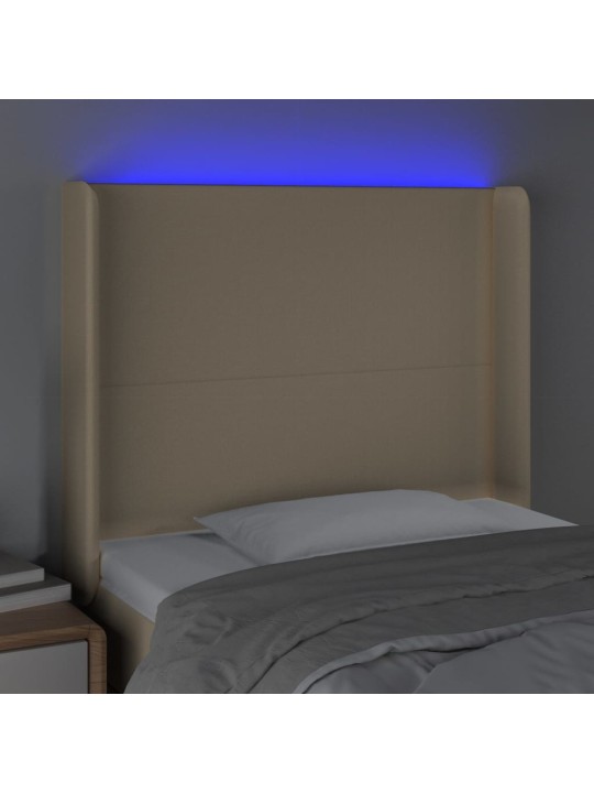 Čelo postele s LED krémové 83 x 16 x 118/128 cm textil