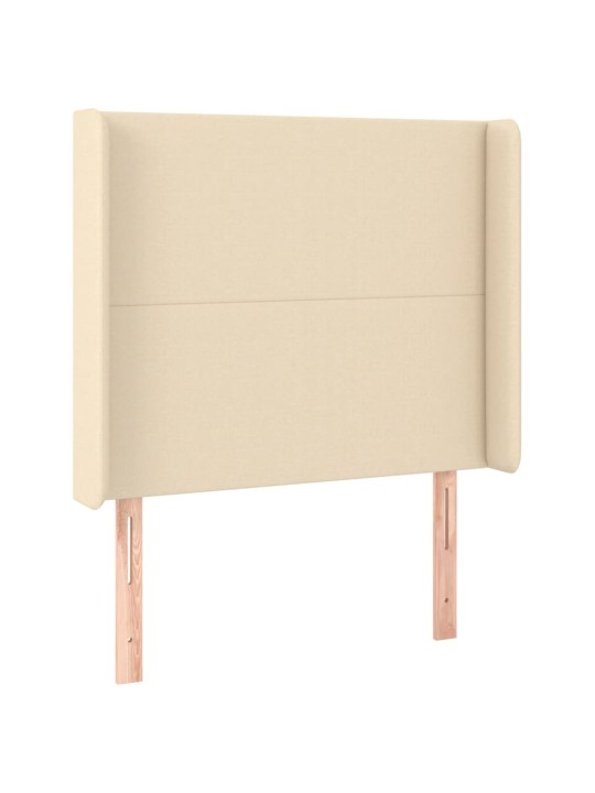 Čelo postele s LED krémové 93 x 16 x 118/128 cm textil