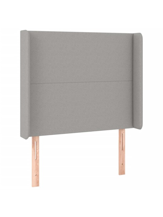 Čelo postele s LED světle šedé 103x16x118/128 cm textil