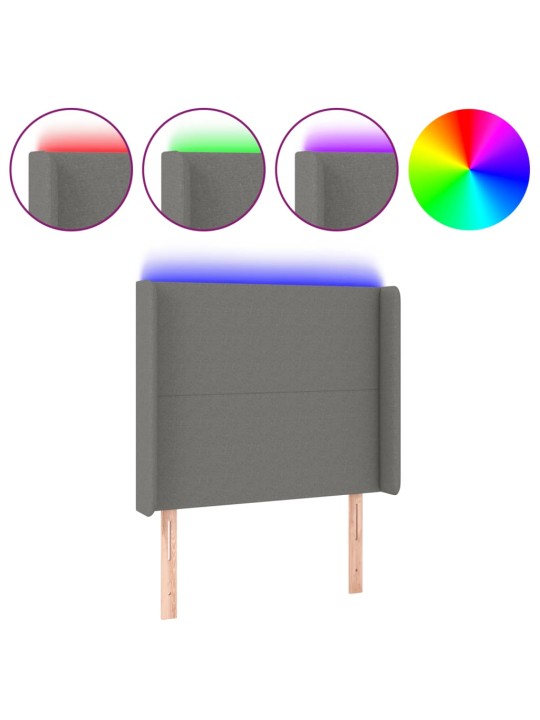 Čelo postele s LED černé 103 x 16 x 118/128 cm textil