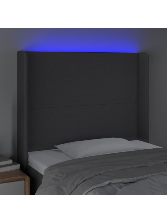 Čelo postele s LED černé 103 x 16 x 118/128 cm textil