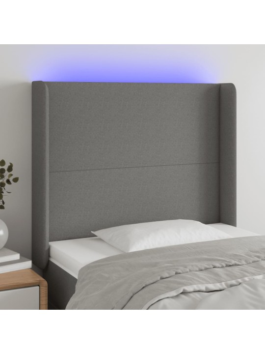 Čelo postele s LED černé 103 x 16 x 118/128 cm textil