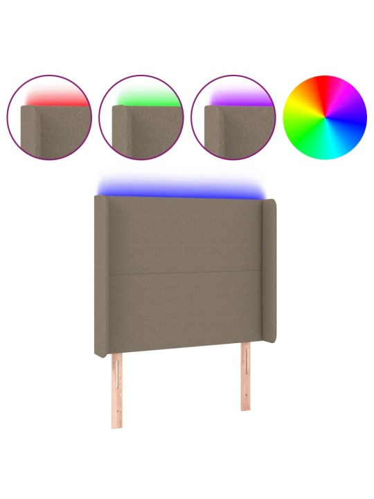 Čelo postele s LED taupe 103 x 16 x 118/128 cm textil