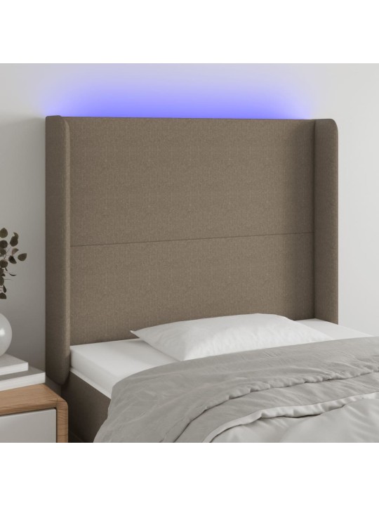 Čelo postele s LED taupe 103 x 16 x 118/128 cm textil