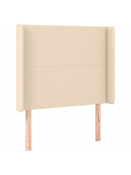 Čelo postele s LED krémové 103 x 16 x 118/128 cm textil