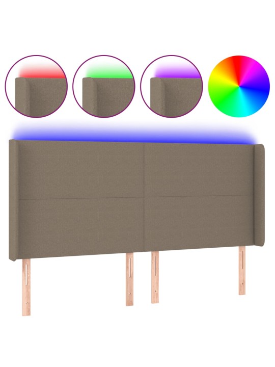 Čelo postele s LED taupe 163 x 16 x 118/128 cm textil