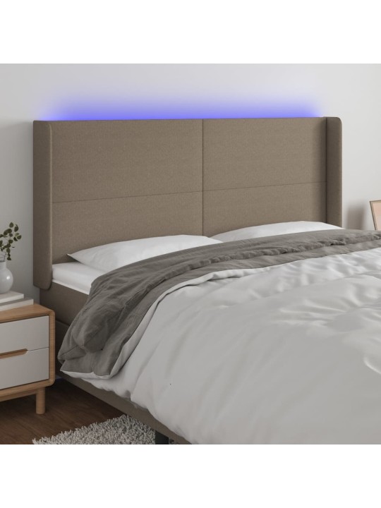 Čelo postele s LED taupe 163 x 16 x 118/128 cm textil
