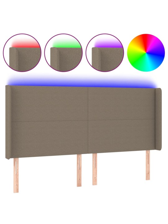 Čelo postele s LED taupe 183x16x118/128 cm textil