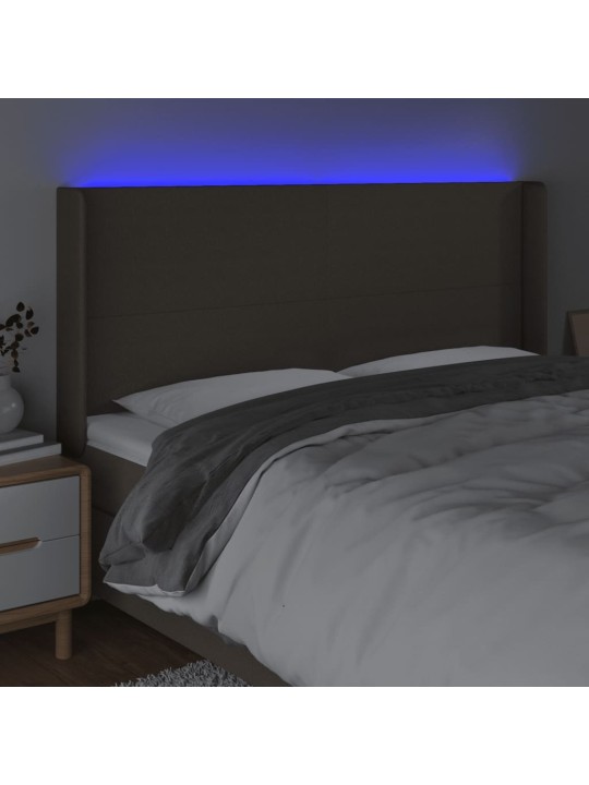 Čelo postele s LED taupe 183x16x118/128 cm textil