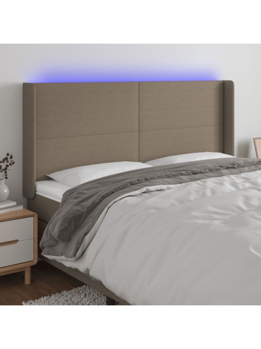 Čelo postele s LED taupe 203 x 16 x 118/128 cm textil