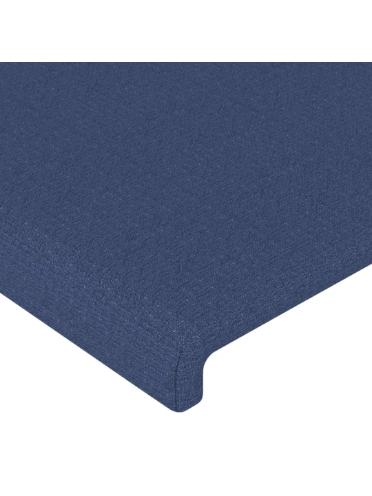Čelo postele s LED modré 203 x 16 x 118/128 cm textil