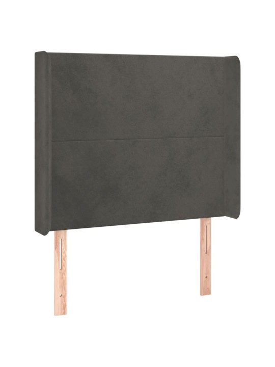 Čelo postele s LED tmavě šedé 83 x 16 x 118/128 cm samet