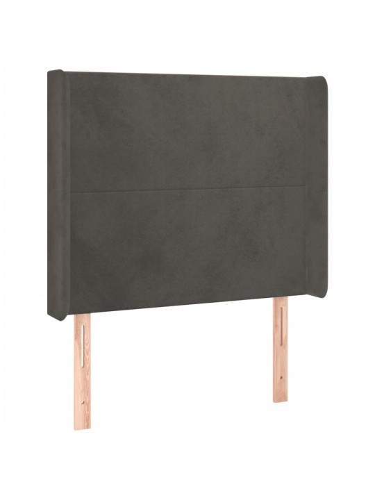 Čelo postele s LED tmavě šedé 103 x 16 x 118/128 cm samet