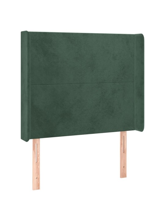 Čelo postele s LED tmavě zelené 103 x 16 x 118/128 cm samet