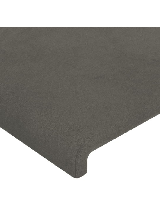Čelo postele s LED tmavě šedé 147 x 16 x 118/128 cm samet