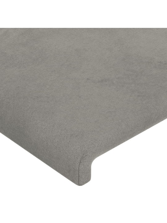 Čelo postele s LED světle šedé 203 x 16 x 118/128 cm samet