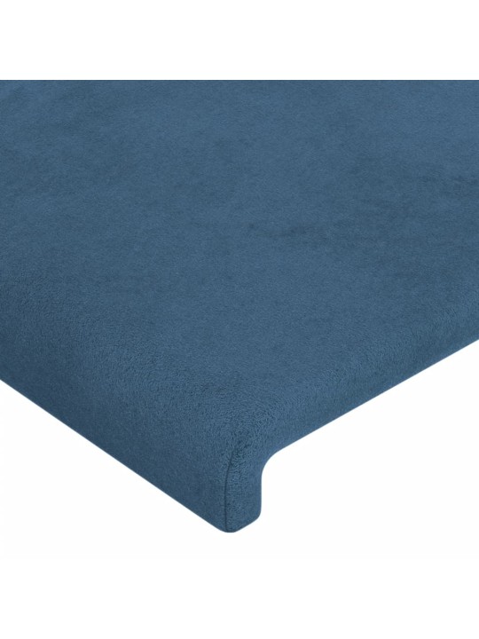 Čelo postele s LED tmavě modré 203 x 16 x 118/128 cm samet