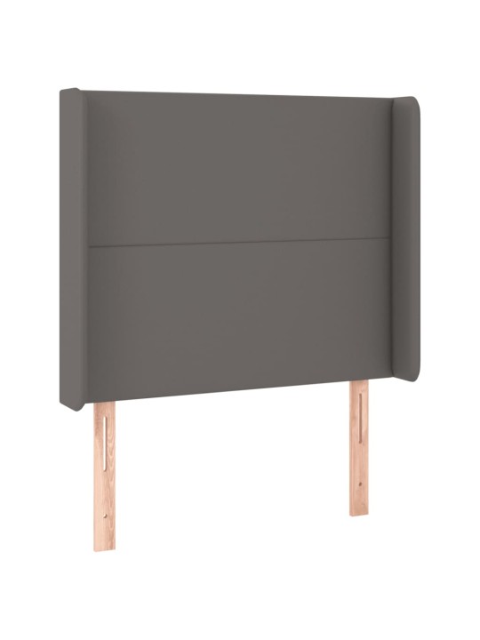 Čelo postele s LED šedé 83 x 16 x 118/128 cm umělá kůže