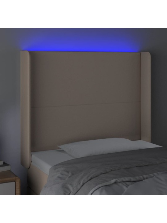 Čelo postele s LED cappuccino 83 x 16 x 118/128 cm umělá kůže