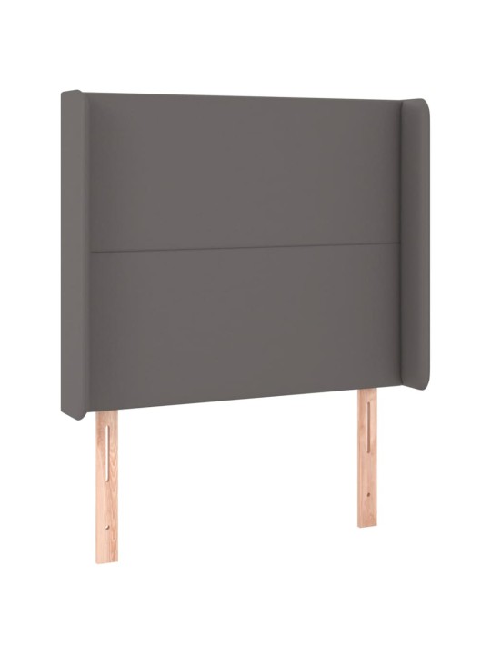 Čelo postele s LED šedé 93 x 16 x 118/128 cm umělá kůže